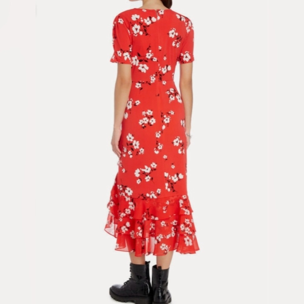 NWOT Karl Lagerfeld Ruffled Floral Midi Dress - Picture 3 of 7